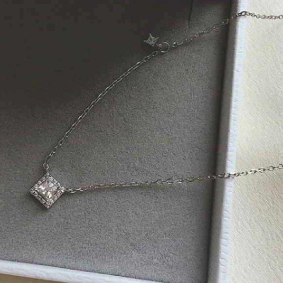 Sterling Silver Square Delicate Necklace - Picture 2 of 4